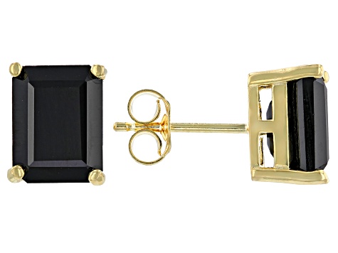 Black Spinel 18k Yellow Gold Over Sterling Silver Stud Earrings