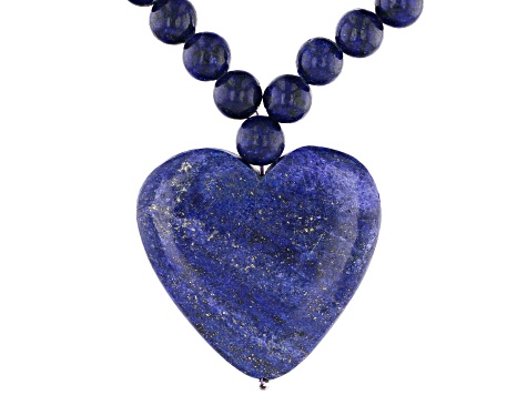 Blue Lapis Lazuli Rhodium Over Sterling Silver Bracelet