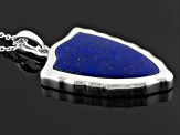 Blue Lapis Lazuli Sterling Silver Mens Solitaire Enhancer And Chain