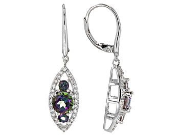 Picture of Multicolor Topaz Sterling Silver Dangle Earrings 2.90ctw