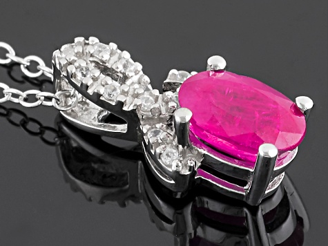 Red Ruby Sterling Silver Pendant With Chain .96ctw
