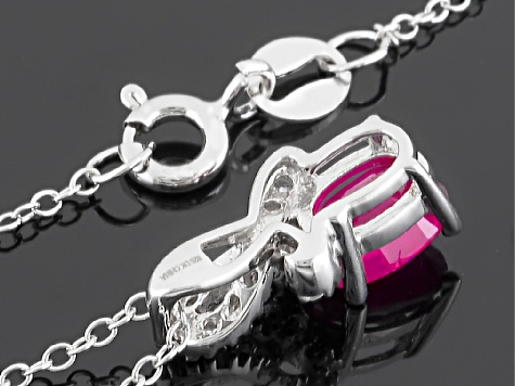 Red Ruby Sterling Silver Pendant With Chain .96ctw