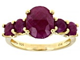 Red ruby 18k yellow gold over silver ring 4.58ctw