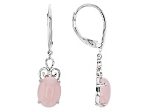 Pink Peruvian Opal Rhodium Over Sterling Silver Dangle Earrings