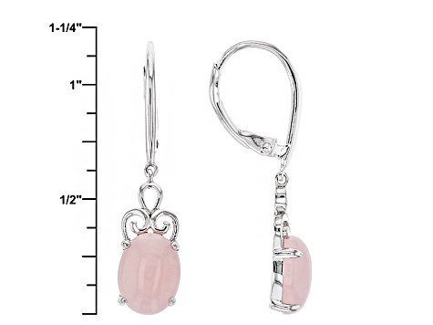 Pink Peruvian Opal Rhodium Over Sterling Silver Dangle Earrings