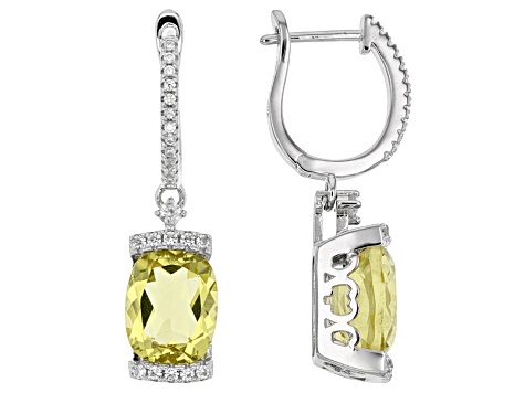 Canary Yellow Quartz Sterling Silver Dangle Earrings 7 13ctw Canary Yellow Quartz Sterling Silver Dangle Earrings 7 13ctw