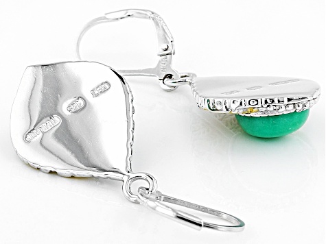 Green Chrysoprase Two-Tone Sterling Silver Dangle Earrings