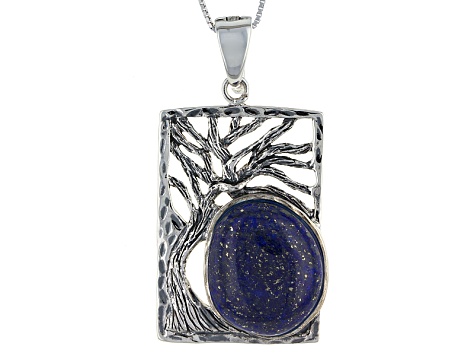 Blue Lapis Lazuli Sterling Silver Enhancer With Chain