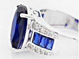 Blue Lab Created Spinel Rhodium Over Sterling Silver Ring 6.50ctw