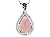 Pink Peruvian Opal Sterling Silver Solitaire Pendant With Chain