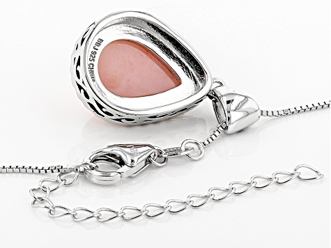 Pink Peruvian Opal Sterling Silver Solitaire Pendant With Chain