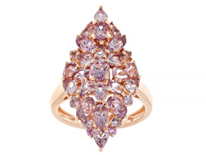 Pink color shift garnet 18k rose gold over silver ring 5.05ctw