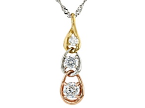 Moissanite Platineve With 14k Yellow And Rose Gold Over Silver Pendant 0.83ctw DEW