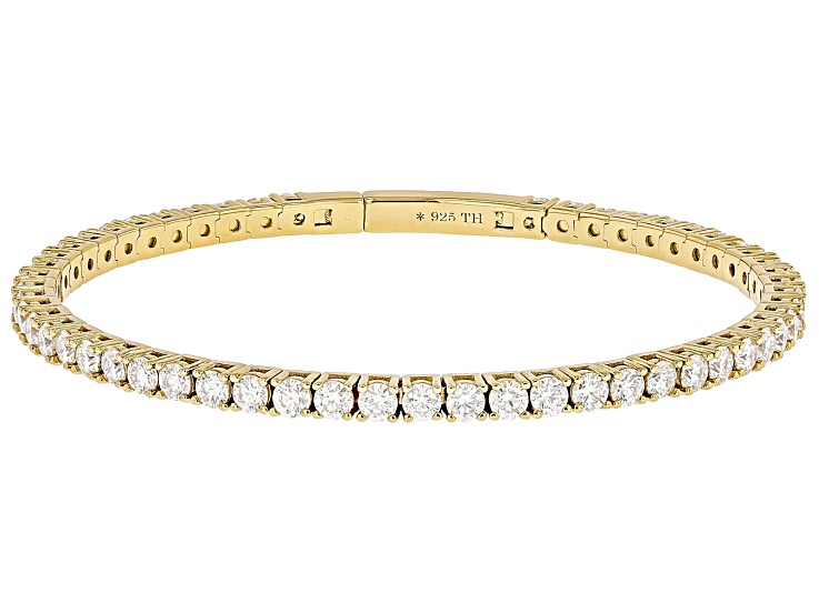 Moissanite 14k Yellow Gold Over Silver Flex Bangle Bracelet 5.00 Moissanite 14k Yellow Gold Over Silver Flex Bangle Bracelet 5.00