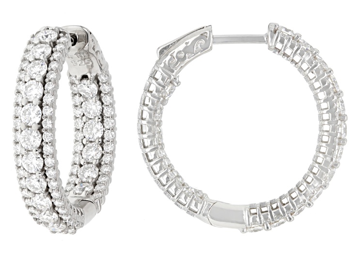 Moissanite Platineve Inside Out Hoop Earrings 3.48ctw DEW - JMF020