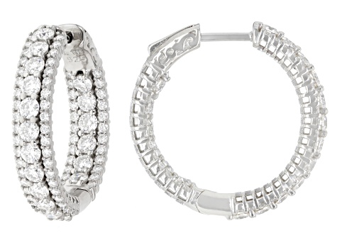 Moissanite Platineve Inside Out Hoop Earrings 3.48ctw DEW