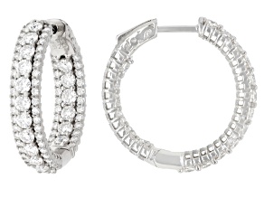 Moissanite Platineve Inside Out Hoop Earrings 3.48ctw DEW