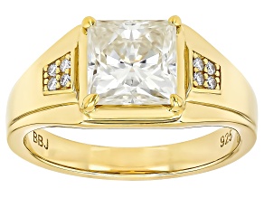 Moissanite 14k Yellow Gold Over Silver Gent's Ring 3.18ctw DEW.