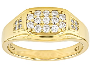 Moissanite 14k Yellow Gold Over Silver Gent's Ring 0.47ctw DEW.