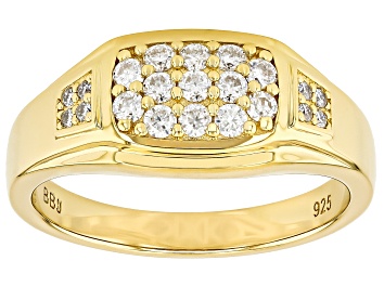 Picture of Moissanite 14k Yellow Gold Over Silver Gent's Ring 0.47ctw DEW.