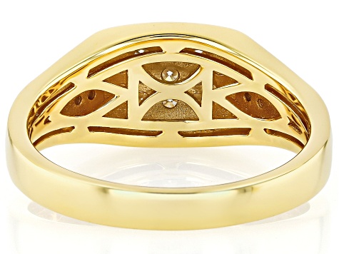 Moissanite 14k Yellow Gold Over Silver Gent's Ring 0.47ctw DEW.