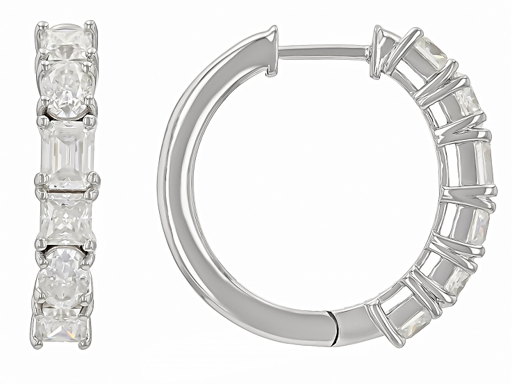 Moissanite Platineve Hoop Earrings 2.26ctw DEW