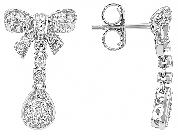 Moissanite Platineve Bow Earrings 1.08ctw DEW