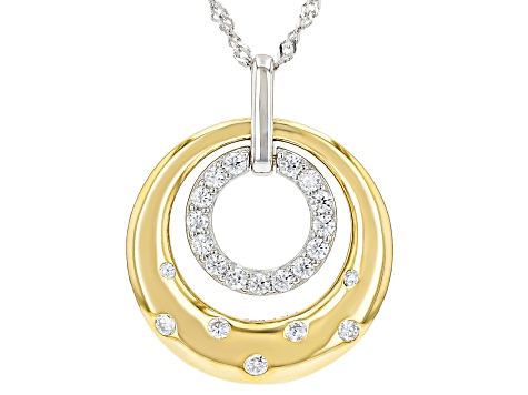 Moissanite 14k Yellow Gold Over Silver And Platineve  Pendant 0.64ctw DEW.
