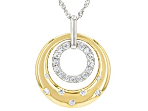 Moissanite 14k Yellow Gold Over Silver And Platineve  Pendant 0.64ctw DEW.