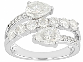 Moissanite Platineve Bypass Ring 2.36ctw DEW.