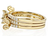 Moissanite 14k Yellow Gold Over Silver Set Of Three Stackable Butterfly Rings 0.84ctw DEW.