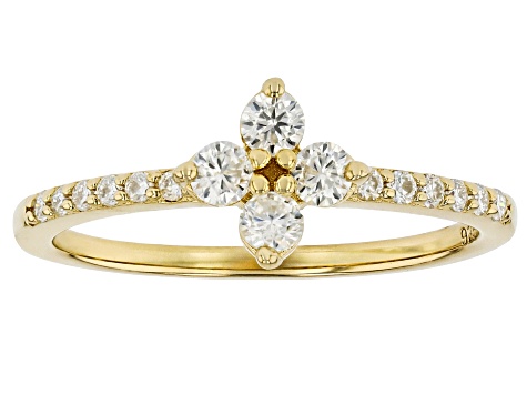 Moissanite 14k Yellow Gold Over Silver Set Of Three Stackable Butterfly Rings 0.84ctw DEW.