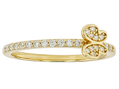 Moissanite 14k Yellow Gold Over Silver Set Of Three Stackable Butterfly Rings 0.84ctw DEW.