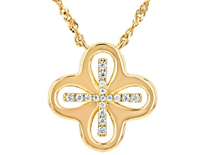Moissanite 14k Yellow Gold Over Silver Clover Necklace 0.17ctw DEW.