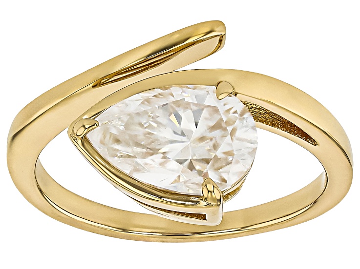 Moissanite 14k Yellow Gold Over Silver Solitaire Ring 2.10ct DEW.