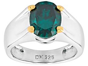 Green Moissanite Platineve Solitaire Ring 3.00ct DEW.
