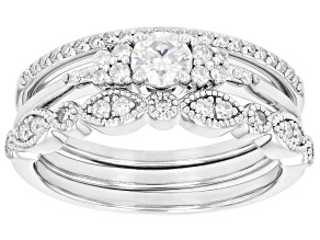 Moissanite Platineve Set Of 3 Stackable Rings 0.70ctw DEW.