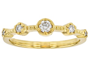 Moissanite 14k Yellow Gold Over Silver Dainty Ring 0.20ctw DEW.