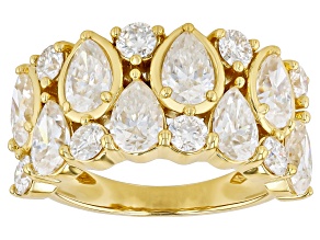 Moissanite 14k Yellow Gold Over Silver Ring 4.24ctw DEW.