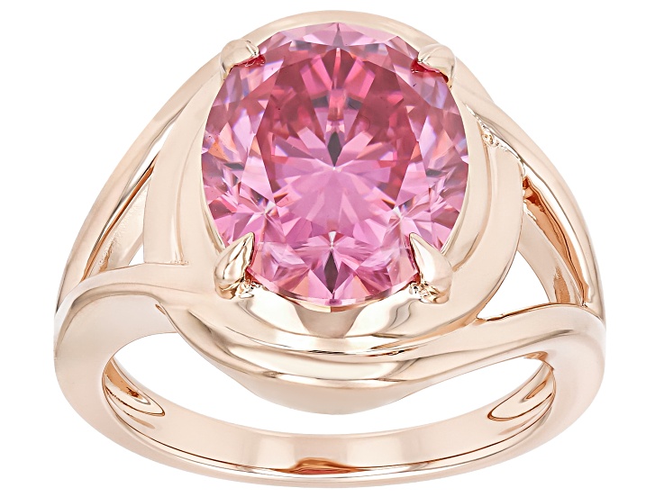 Pink Moissanite 14k Rose Gold Over Silver Solitaire Ring 5.80ct DEW