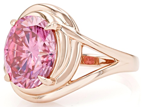 Pink Moissanite 14k Rose Gold Over Silver Solitaire Ring 5.80ct DEW