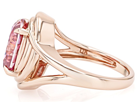 Pink Moissanite 14k Rose Gold Over Silver Solitaire Ring 5.80ct