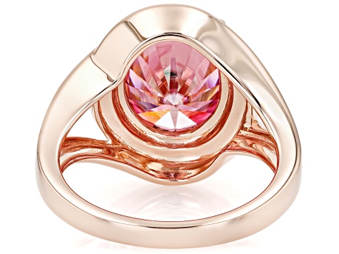 Pink Moissanite 14k Rose Gold Over Silver Solitaire Ring 5.80ct