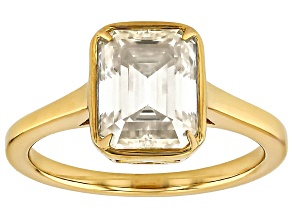 Moissanite 14k Yellow Gold Over Silver Solitaire Ring 2.52ct DEW.