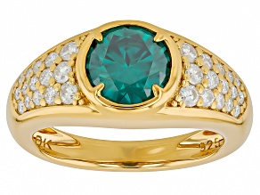 Green And Colorless Moissanite 14k Yellow Gold Over Silver Ring 2.04ctw DEW