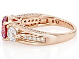 Pink And Colorless Moissanite 14k Rose Gold Over Silver Ring 3.28ctw DEW
