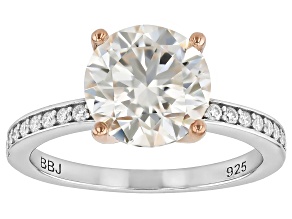 Moissanite Platineve And 14k Rose Gold Over Silver Engagement Ring 2.92ctw DEW.