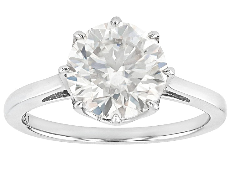 Moissanite Platineve And 14k Rose Gold Over Silver Ring 2.70ct DEW.