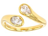 Moissanite 14k Yellow Gold Over Silver Two Stone Ring 0.91ctw DEW