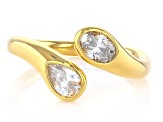 Moissanite 14k Yellow Gold Over Silver Two Stone Ring 0.91ctw DEW